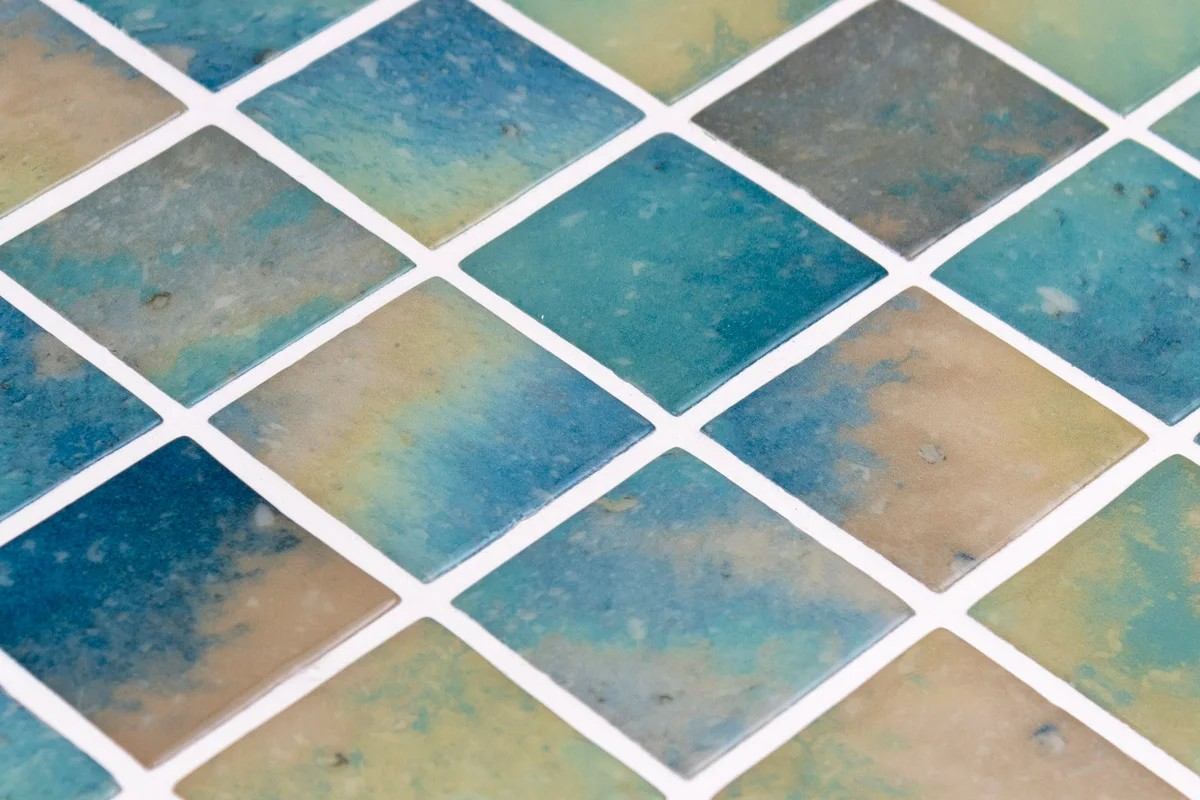 50x50 Aqua Lume Penta Lake Blend Shiny Tiles