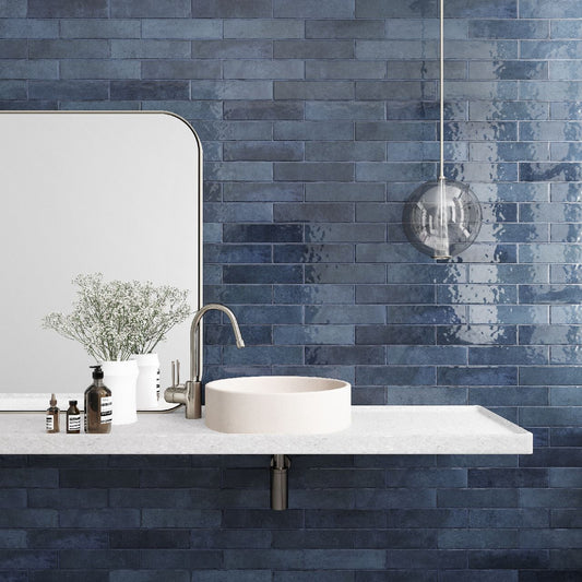 60x246 Barretta Navy Blue Gloss Tiles