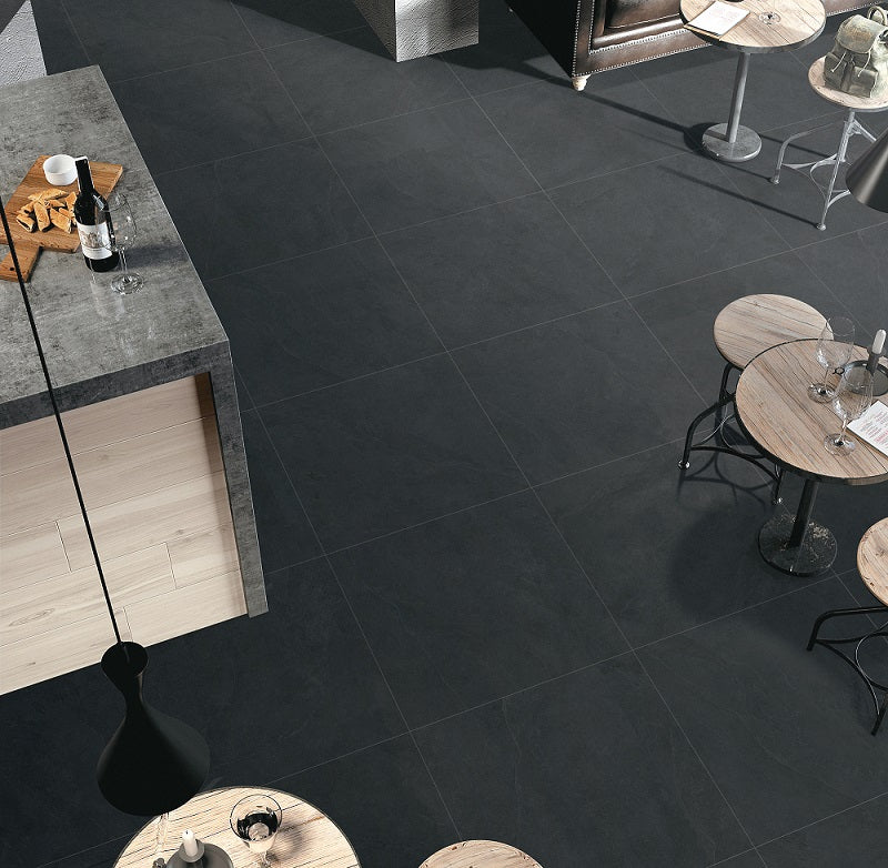600x600 Colorado Black Stone Look Matt Tiles