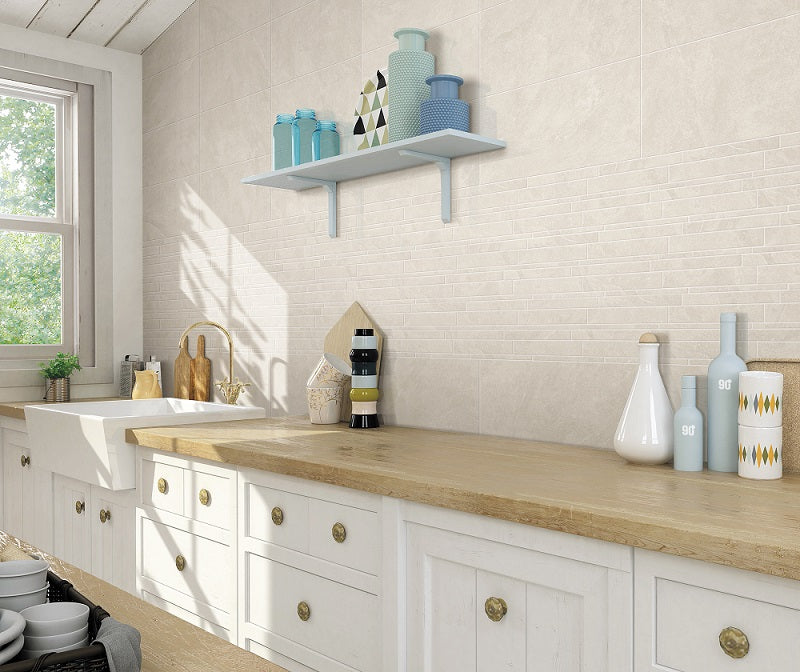600x600 Colorado Ivory Stone Look Matt Tiles
