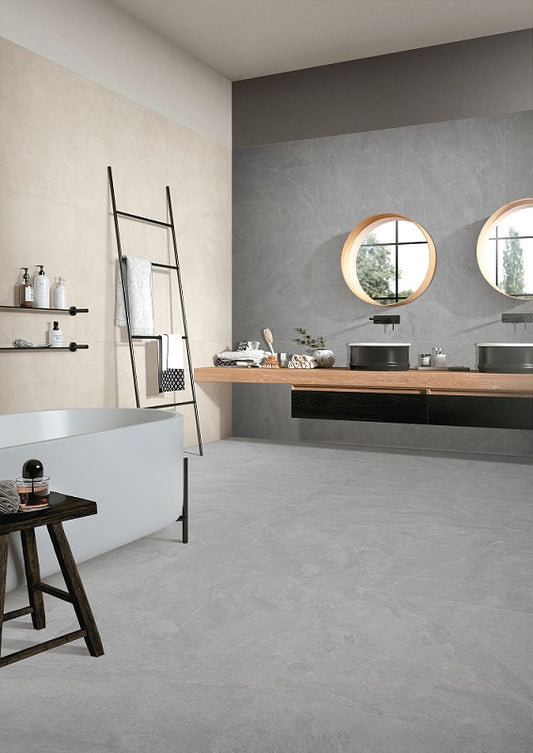 600x600 Colorado Light Silver Grey Stone Look Matt Tiles