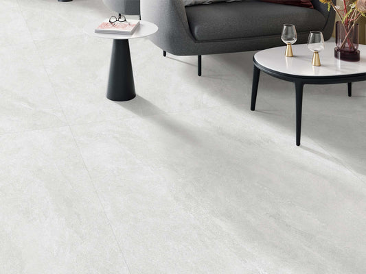 600x600 Colorado White Stone Look Matt Tiles
