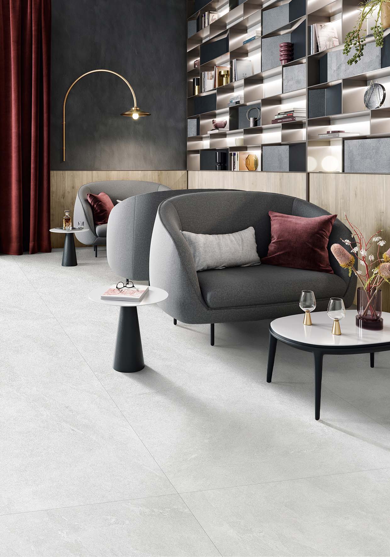 600x600 Colorado White Stone Look Matt Tiles