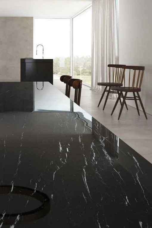 1200x2400x6 Grande Porcelain Slab Marble Look Elegant Black Natural Matt by Marazzi