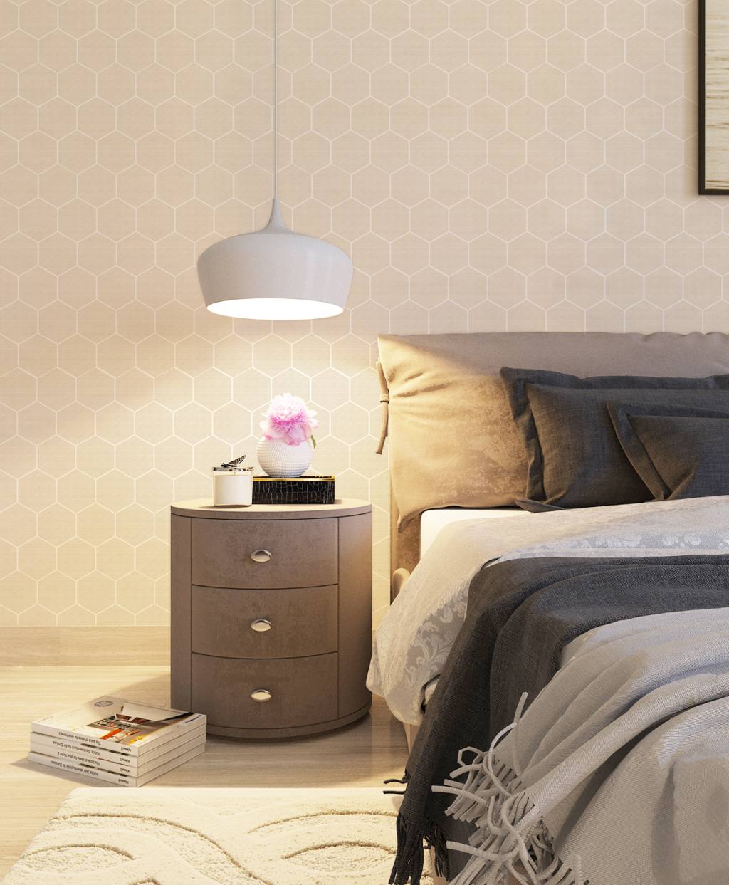 95x95 Hexagon Ivory Matt Full Body Mosaic Tiles