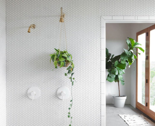 25x25 Hexagon White Matt Mosaic Tiles