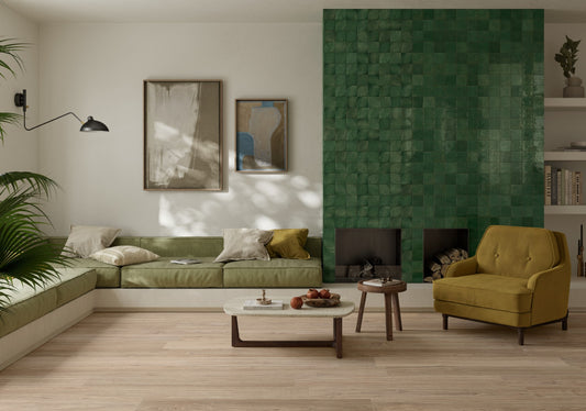 100x100 Lume Green Lux (Gloss) Dew 3D Tiles by Marazzi