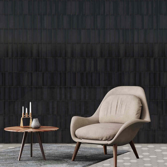 65x200 Luce Lava Anthracite Gloss Tiles