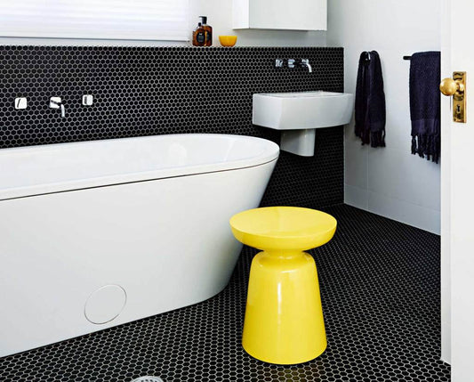 25x25 Hexagon Black Matt Mosaic Tiles