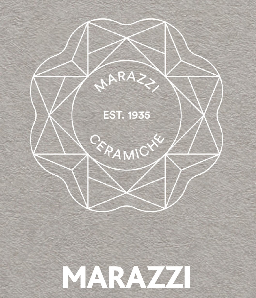 Marazzi logo with geometric design on a gray background