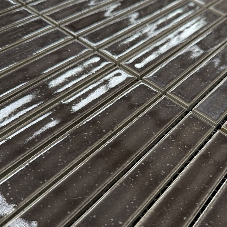 22x147 Nogata Charcoal Glazed Finger Mosaic Tiles