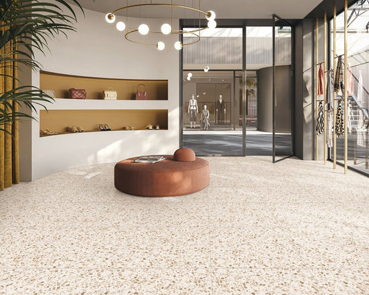 600x600 Palazzo Caramel Large Chip Terrazzo Look Matt Tiles