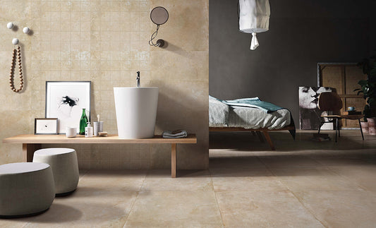 100x100 Palazzo Caramel Concrete Look Matt Tiles