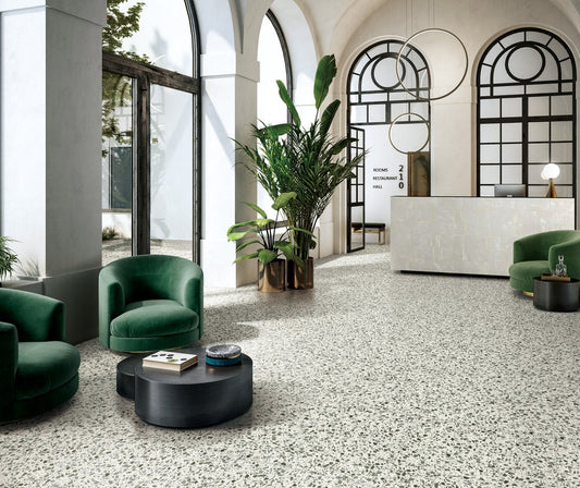600x600 Palazzo Jade Large Chip Terrazzo Look Matt Tiles