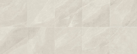 Tile with a light gray marble-like pattern. Modern bathroom and living with 600x600 Pietra Stone Look Matt Tiles. Melbourne, Geelong, Shepparton, Ballarat, Bendigo, Mornington, Bellarine, Peninsula, Melton, Lara, Sunbury, Warrnambool, Horsham tiles. Victoria and Nationwide Delivery. Australia.