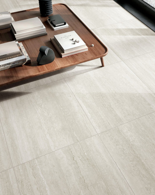 600x600 Tivoli White Vein Cut Travertine Look Matt Tiles