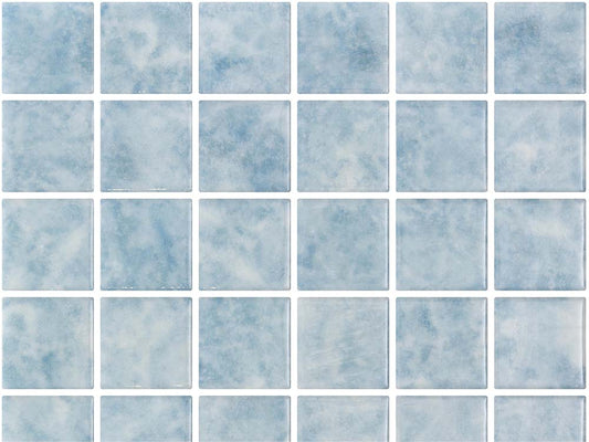 50x50 Aqua Lume Penta Ios Blue Shiny Tiles