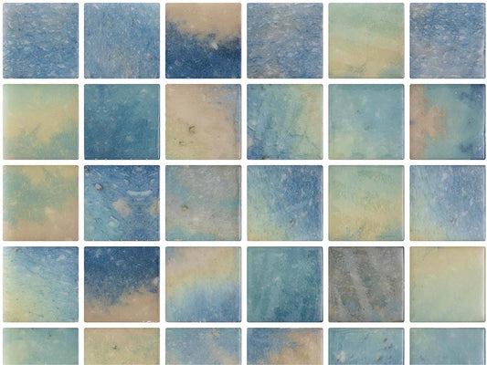 50x50 Aqua Lume Penta Lake Blend Shiny Tiles