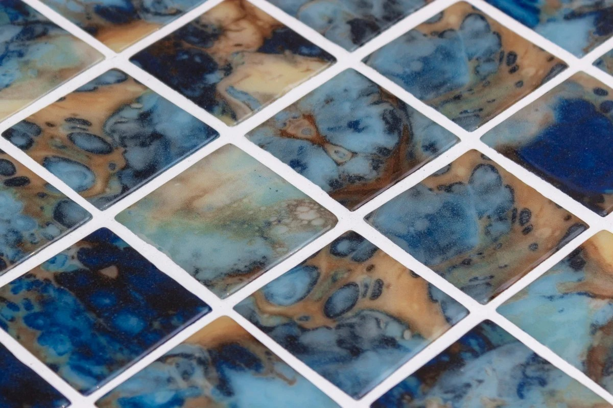50x50 Aqua Lume Penta Print Shiny Tiles