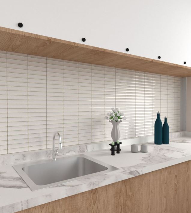 32.5x145 Veneto Cloud Speckle Bamboo Gloss Mosaic Tiles