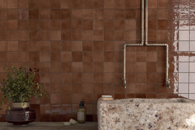 100x100 Barretta Cotto Gloss Tiles