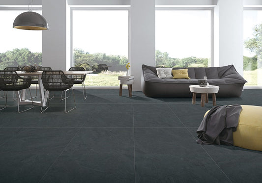 600x600 Colorado Dark Charcoal Stone Look Matt Tiles