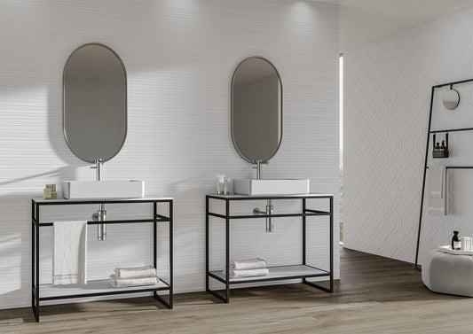 300x900 Everest White Stripe Textured Matt Tiles