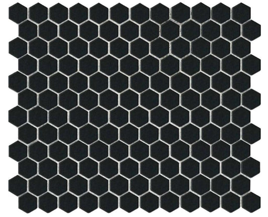 25x25 Hexagon Black Gloss Mosaic Tiles