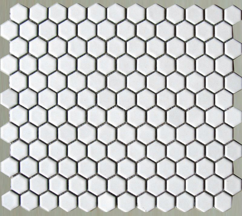 25x25 Hexagon White Gloss Mosaic Tiles