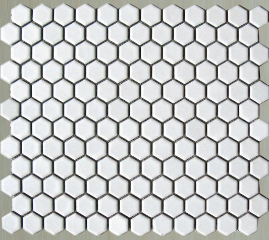 25x25 Hexagon White Gloss Mosaic Tiles