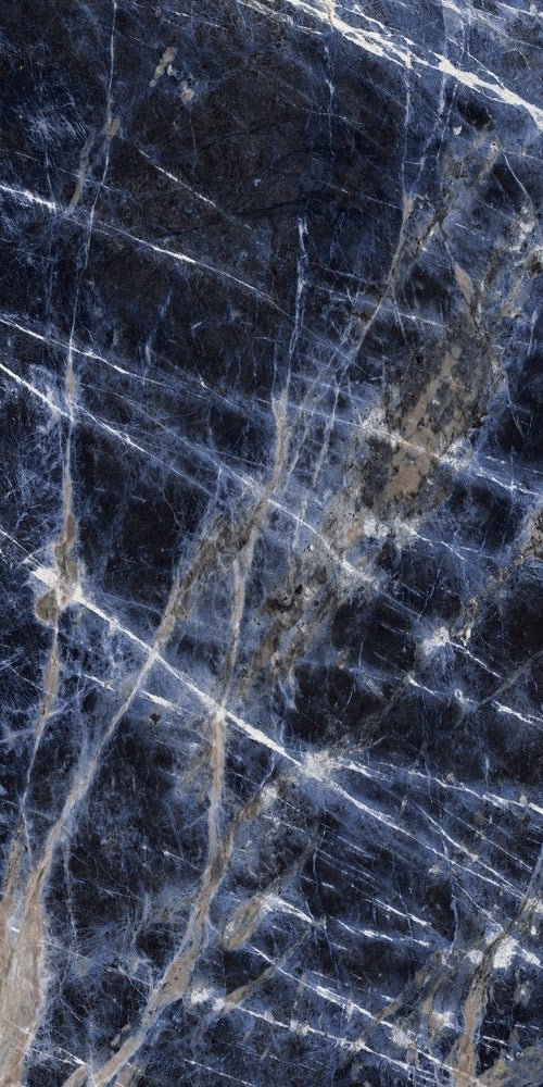 1600x3200x6 Grande Porcelain Slab Marble Look Sodalite Blue Lux (Gloss) "Bookmatch A" by Marazzi