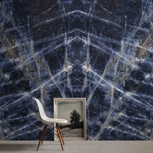 1600x3200x6 Grande Porcelain Slab Marble Look Sodalite Blue Lux (Gloss) "Bookmatch A" by Marazzi