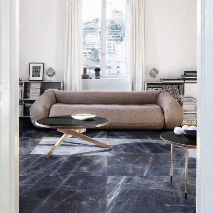 1600x3200x6 Grande Porcelain Slab Marble Look Sodalite Blue Lux (Gloss) "Bookmatch B" by Marazzi