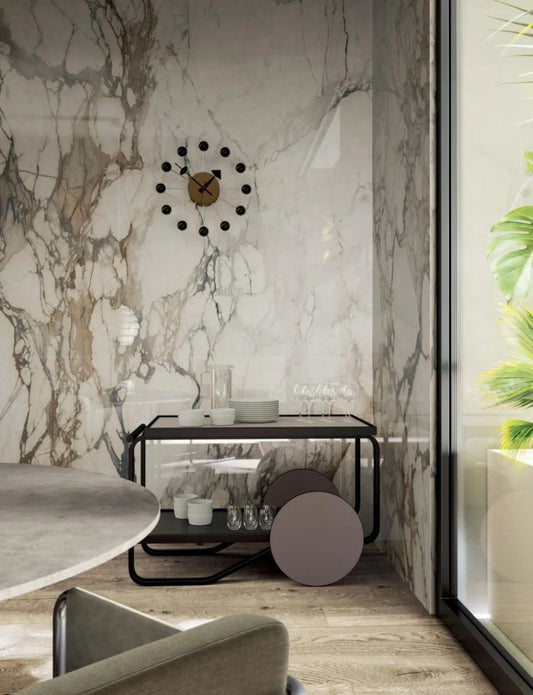 1600x3200x6 Grande Porcelain Slab Marble Look Calacatta Vena Vecchia Satin by Marazzi