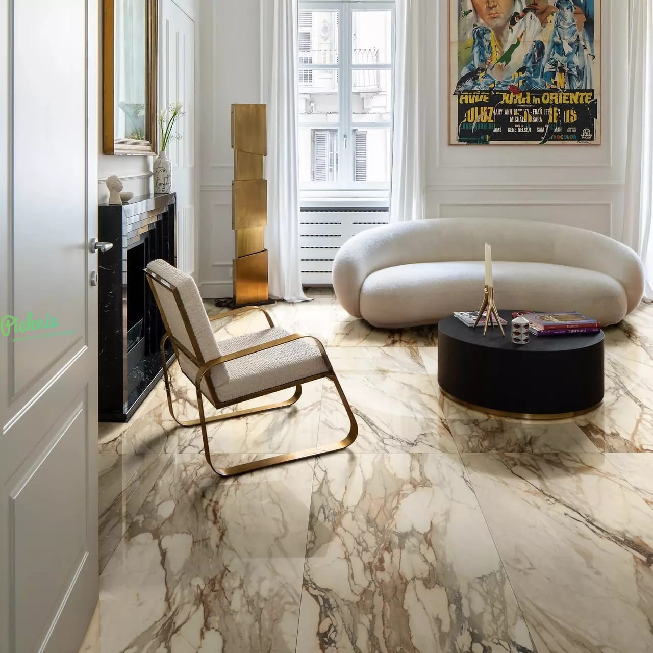 1620x3240x12 Grande Porcelain Slab Marble Look Calacatta Vena Vecchia Satin by Marazzi