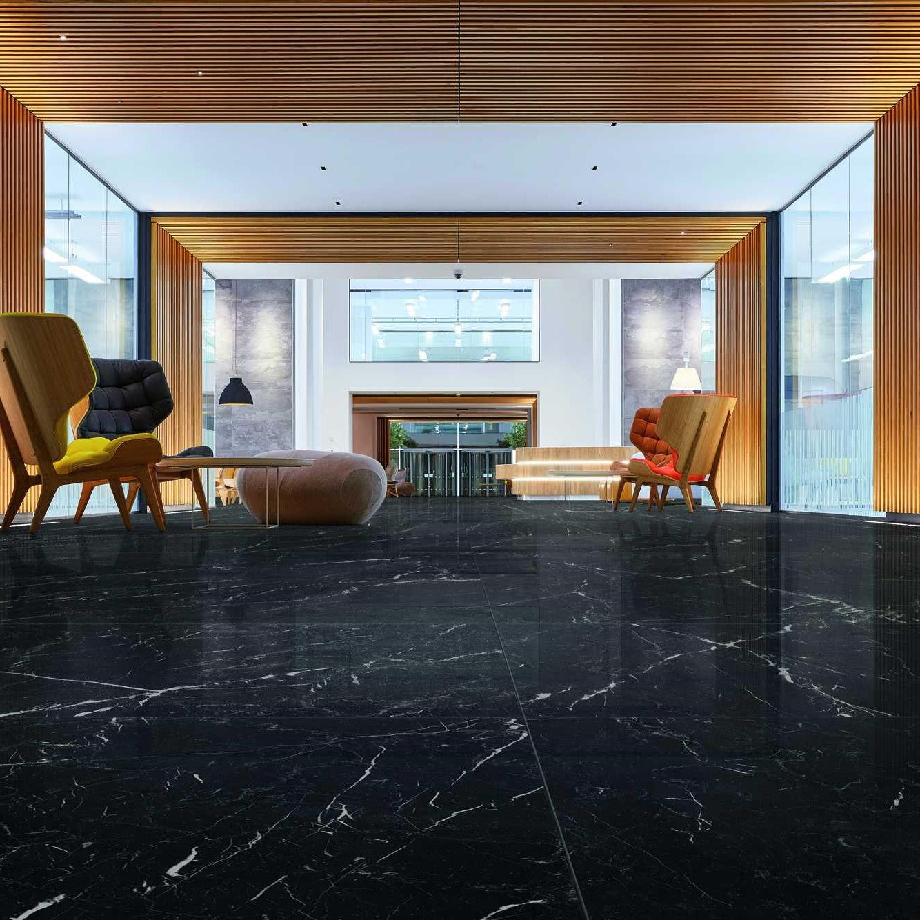 1600x3200x6 Grande Porcelain Slab Marble Look Elegant Black Satin by Marazzi