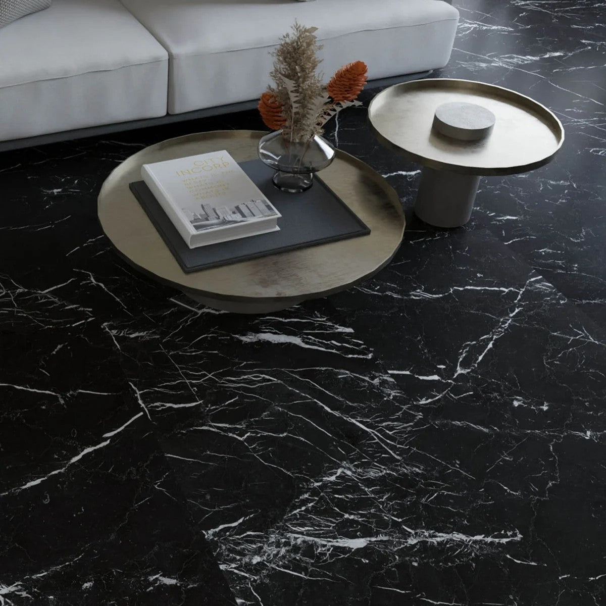 1600x3200x6 Grande Porcelain Slab Marble Look Elegant Black Satin by Marazzi