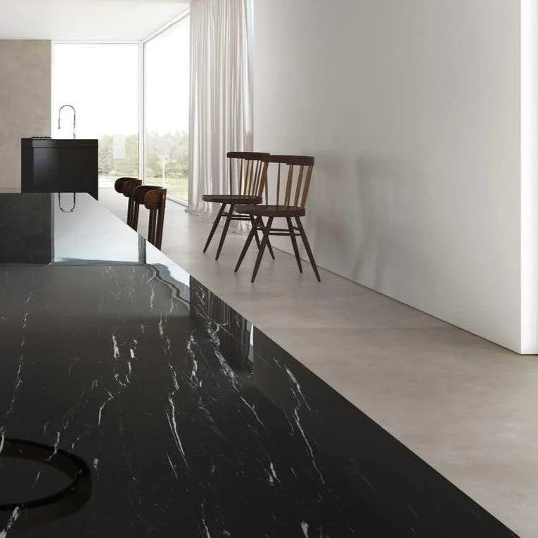 1600x3200x6 Grande Porcelain Slab Marble Look Elegant Black Satin by Marazzi