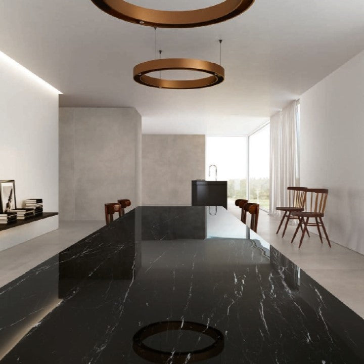 1600x3200x6 Grande Porcelain Slab Marble Look Elegant Black Satin by Marazzi