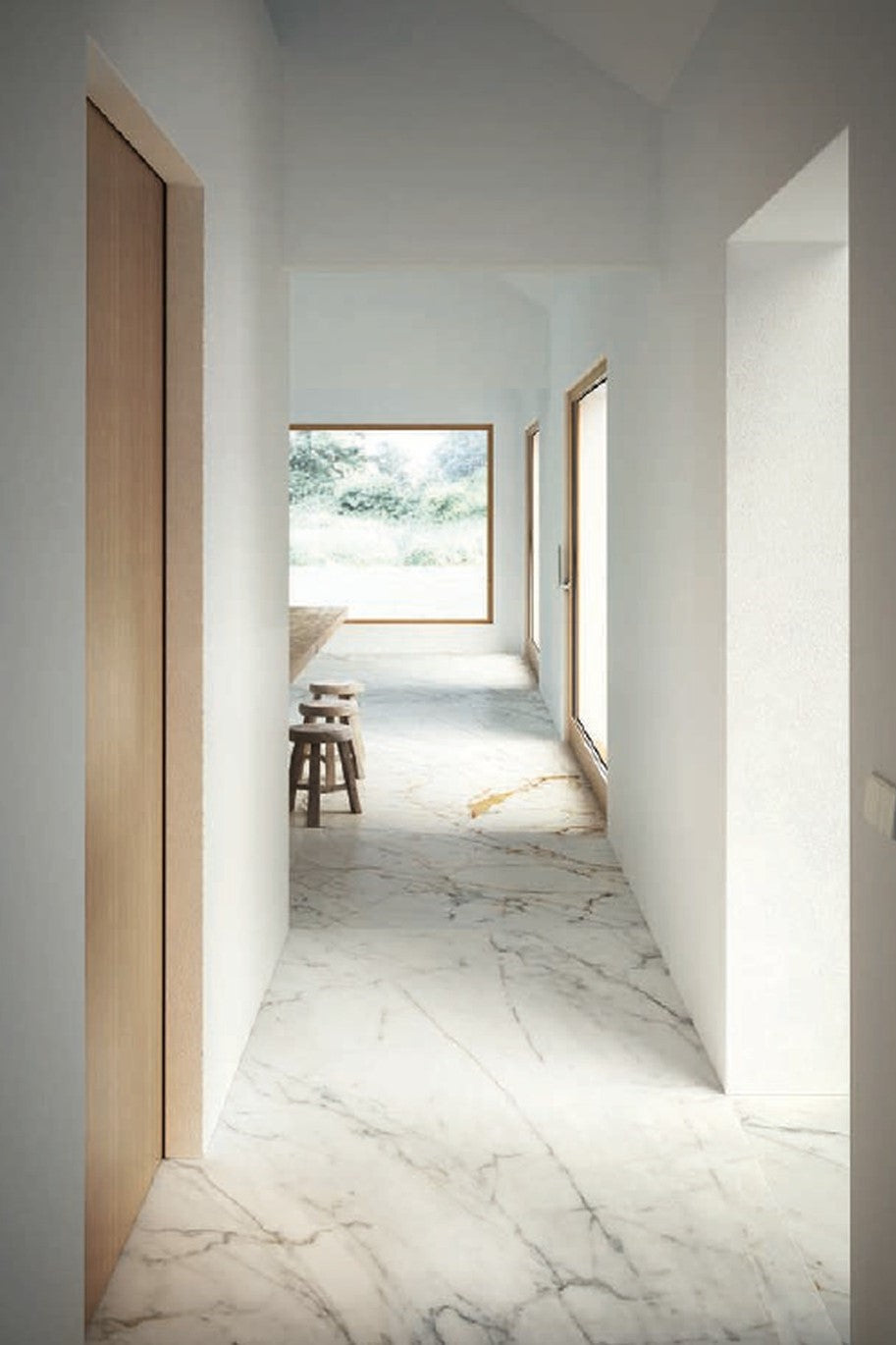 1600x3200x6 Grande Porcelain Slab Marble Look Golden White Satin by Marazzi