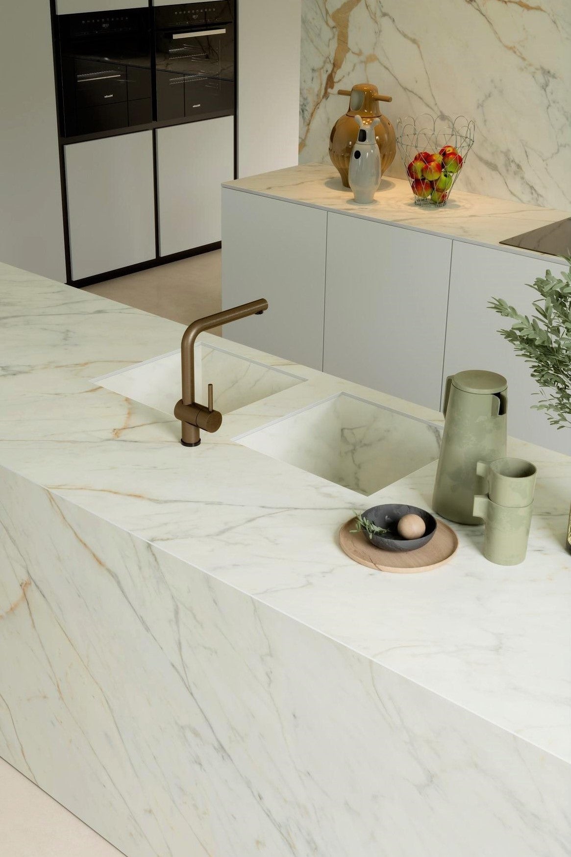 1600x3200x6 Grande Porcelain Slab Marble Look Golden White Satin by Marazzi