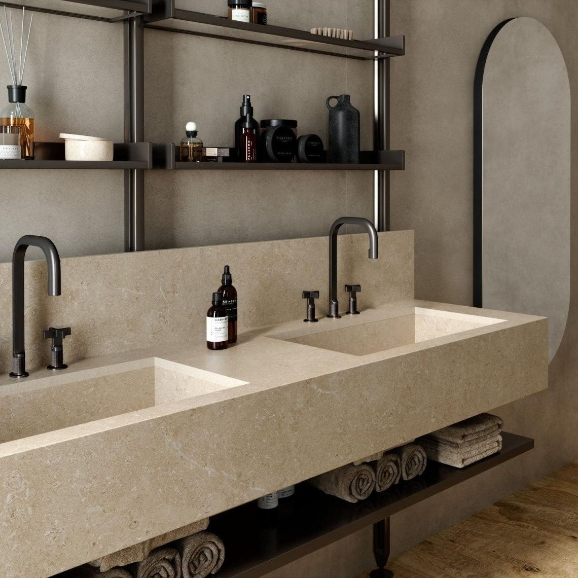 1620x3240x12 Grande Porcelain Slab Stone Look Limestone Sand Satin by Marazzi