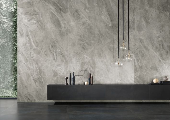 1200x2600x6 Porcelain Slab Marble Look Orobic Grey Lappatto (Semi-Gloss)