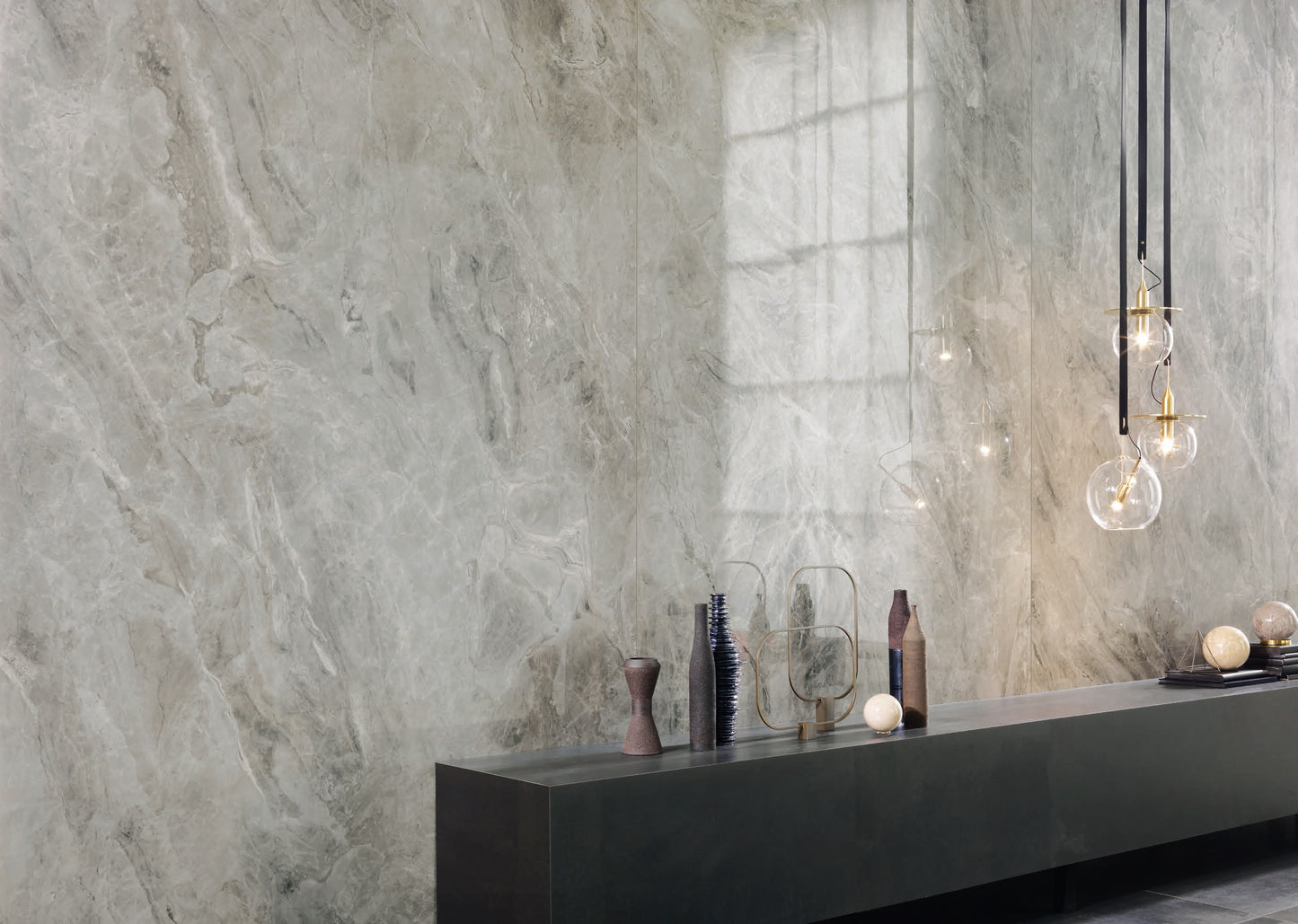 1200x2600x6 Porcelain Slab Marble Look Orobic Grey Lappatto (Semi-Gloss)