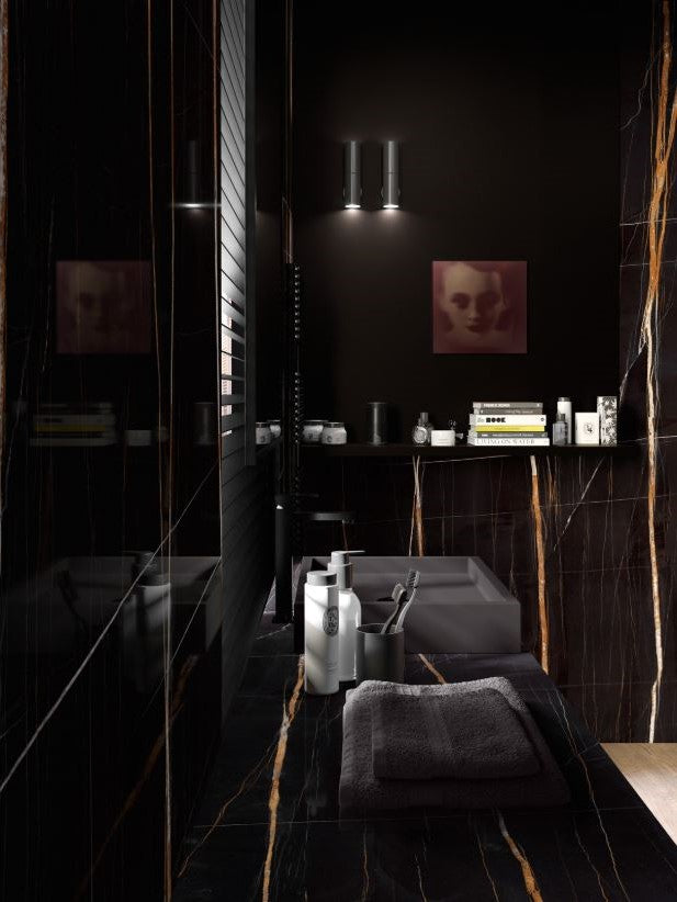 1600x3200x6 Grande Porcelain Slab Marble Look Sahara Noir Lux (Gloss) by Marazzi