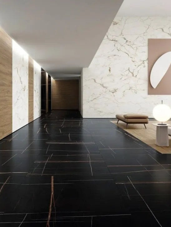 1600x3200x6 Grande Porcelain Slab Marble Look Sahara Noir Lux (Gloss) by Marazzi
