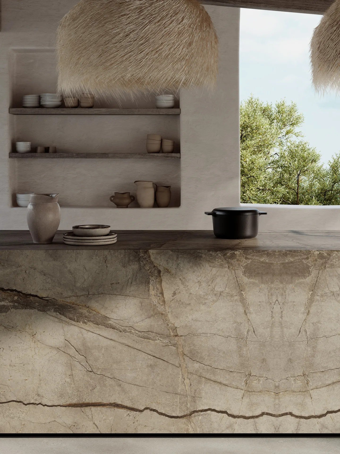 1620x3240x12 Grande Porcelain Slab Marble Look Silver Root Satin (3D) "Bookmatch B" by Marazzi