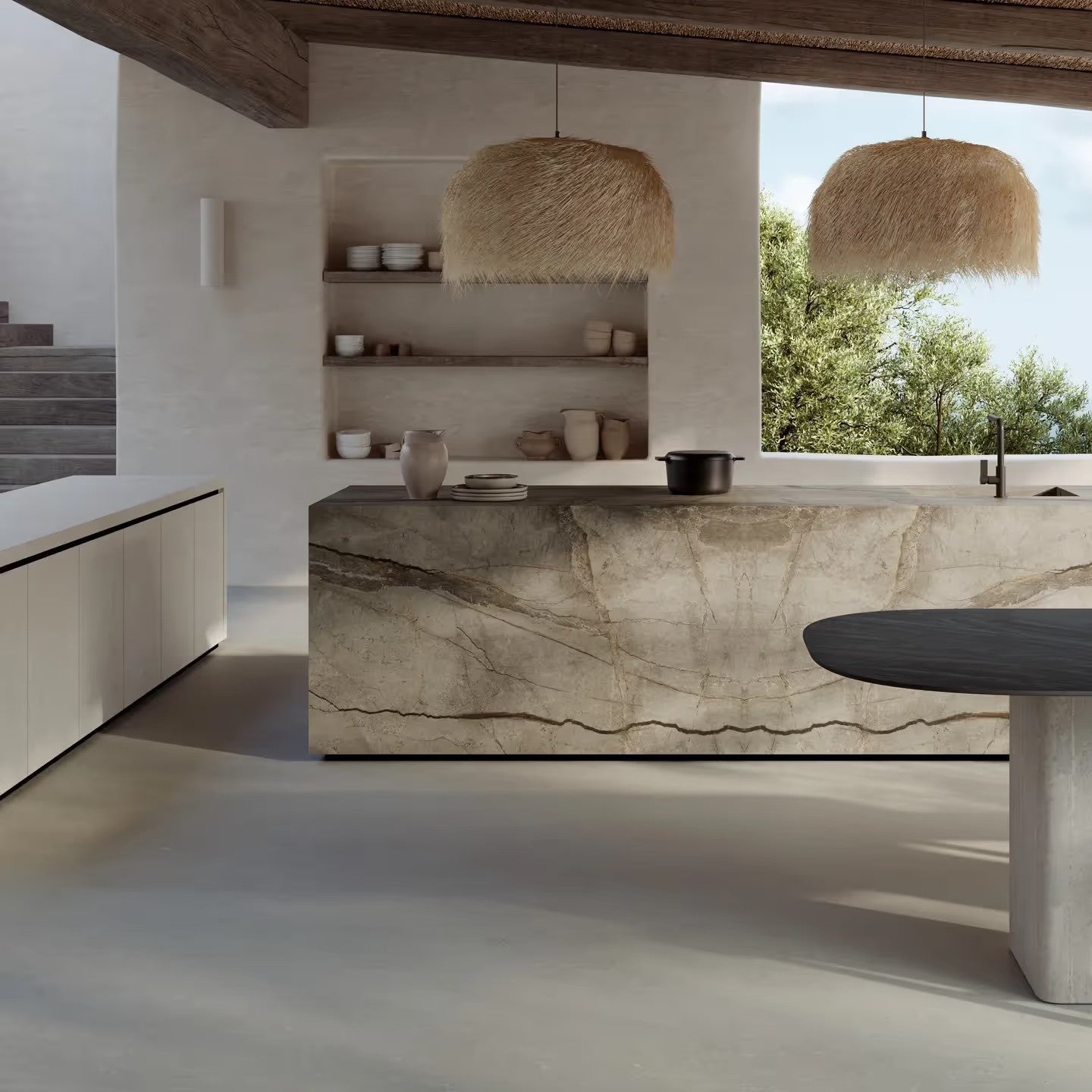 1620x3240x12 Grande Porcelain Slab Marble Look Silver Root Satin (3D) "Bookmatch B" by Marazzi