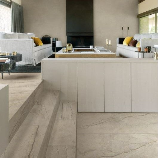 1620x3240x12 Grande Porcelain Slab Marble Look Silver Root Satin (3D) "Bookmatch B" by Marazzi