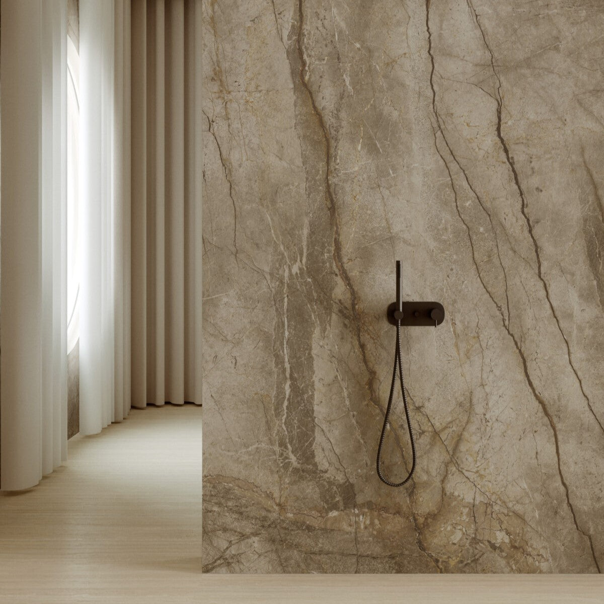 1620x3240x12 Grande Porcelain Slab Marble Look Silver Root Satin (3D) "Bookmatch B" by Marazzi